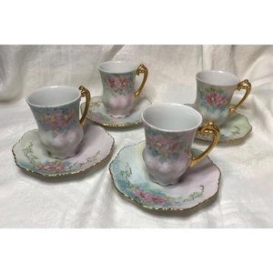Vintage Blush and Floral teacup and saucer (set of 4)